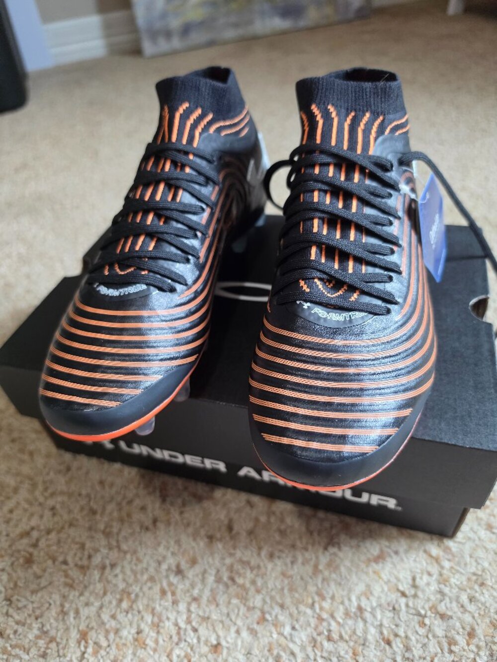 Under Armour Magnetico Control Pro MDFG Soccer Cleats Orange Black 7.5 NIB